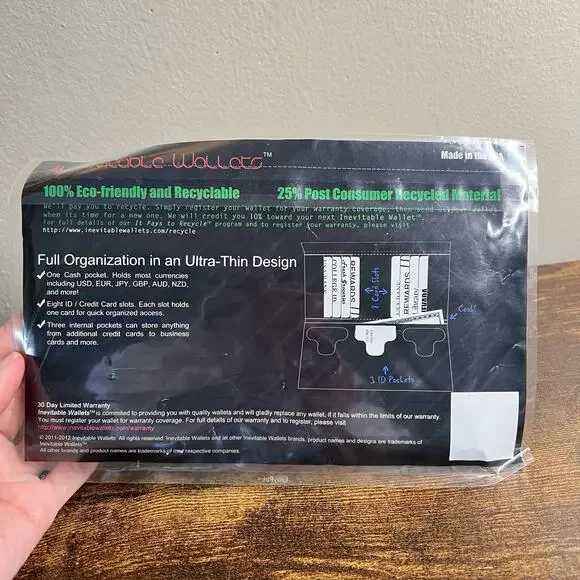 Amaranth Inevitable Wallet Clutch Heart Print Tyvek Water Resistant Black Pink - Picture 5 of 8